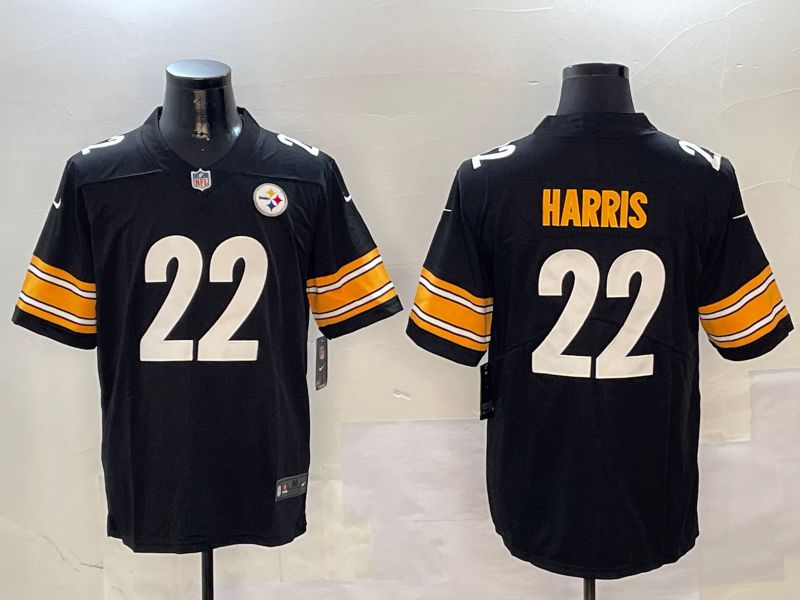Men Pittsburgh Steelers #22 Harris Black Second generation 2024 Nike Limited NFL Jersey style 01042
